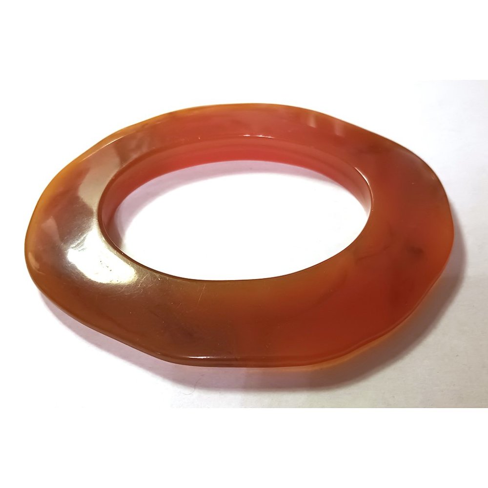 Vintage Marbled Butterscotch Saucer Bangle Bracelet tortoise lucite acrylic